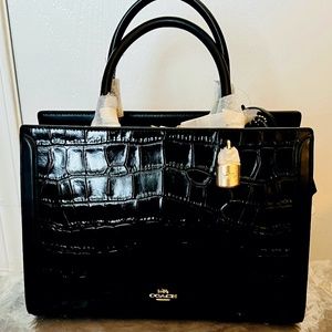 AUTHENTIC COACH CROC EMBOSSED CALF LEATHER ZOE CARRYALL BAG